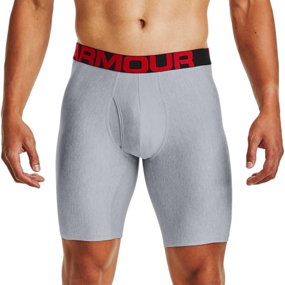 Under Armour Boxer Brief UA Tech 9" Boxerjock Underwear 2 Pack Gray/Silver Sz S